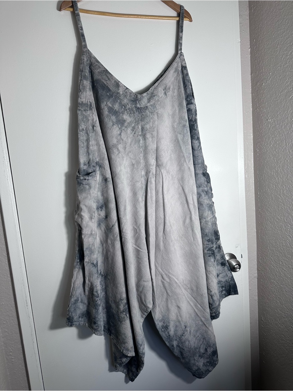 Boho Gray Tie-Dye Relaxed Baggy Flowy Jumpsuit